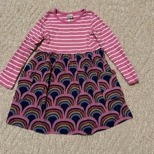 Hanna Andersson Pink Striped Playground Dress with Navy Rainbow